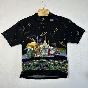 Mardi Gras Short Sleeve Button Up Men’s Size Large‎ Chillwear